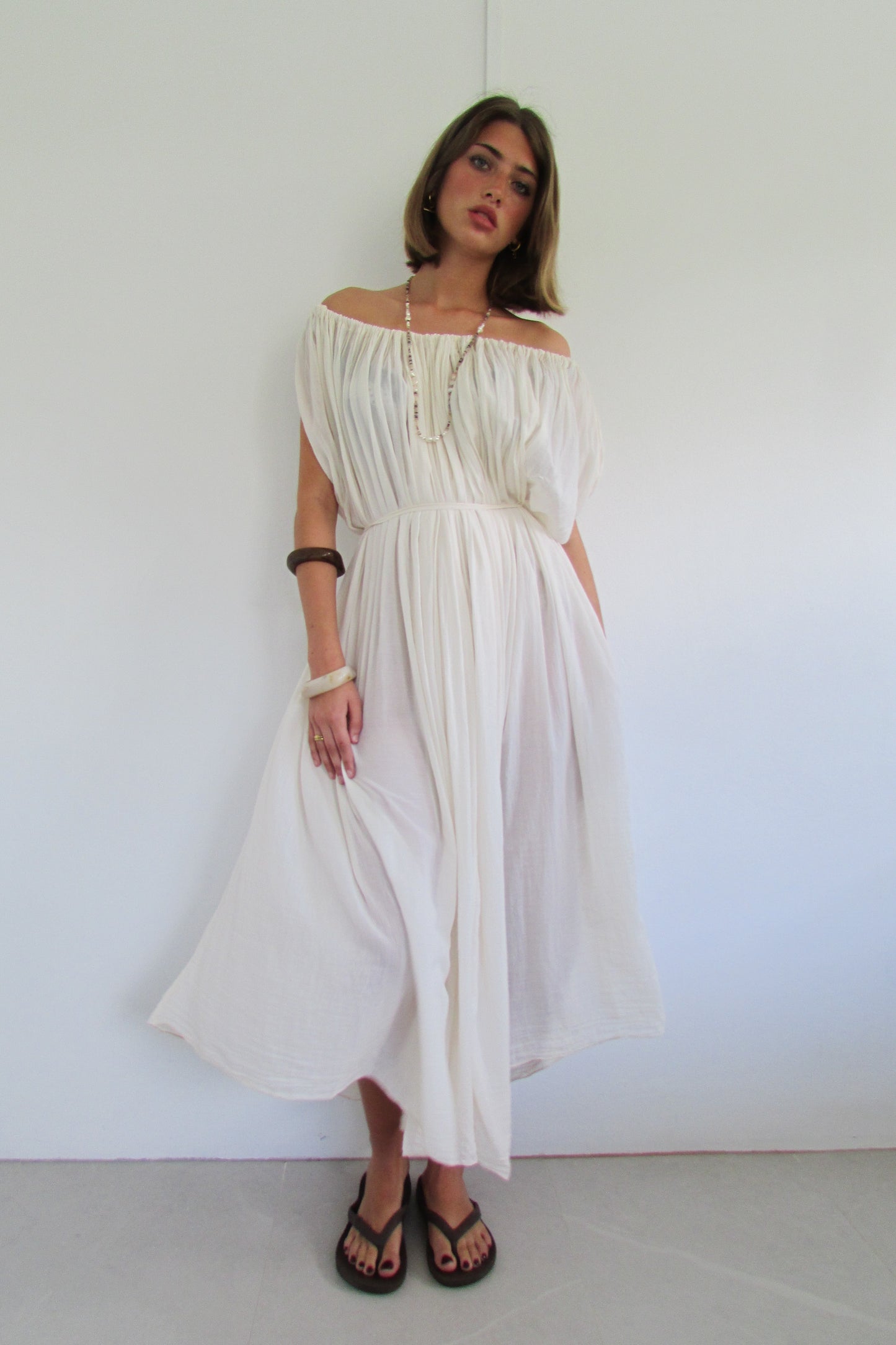 Italian Cotton Dress - Cream