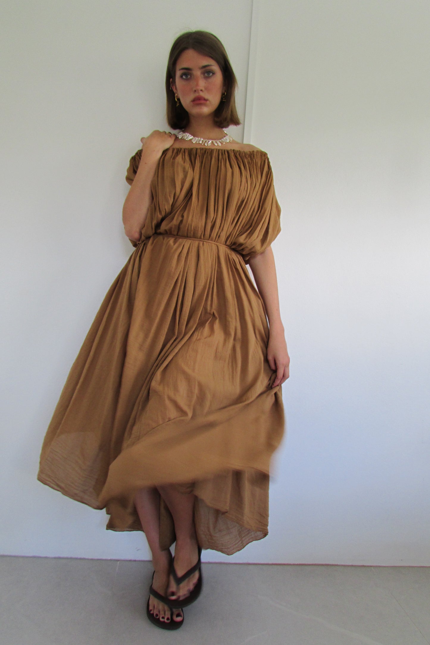 Italian Cotton Dress - Caramel