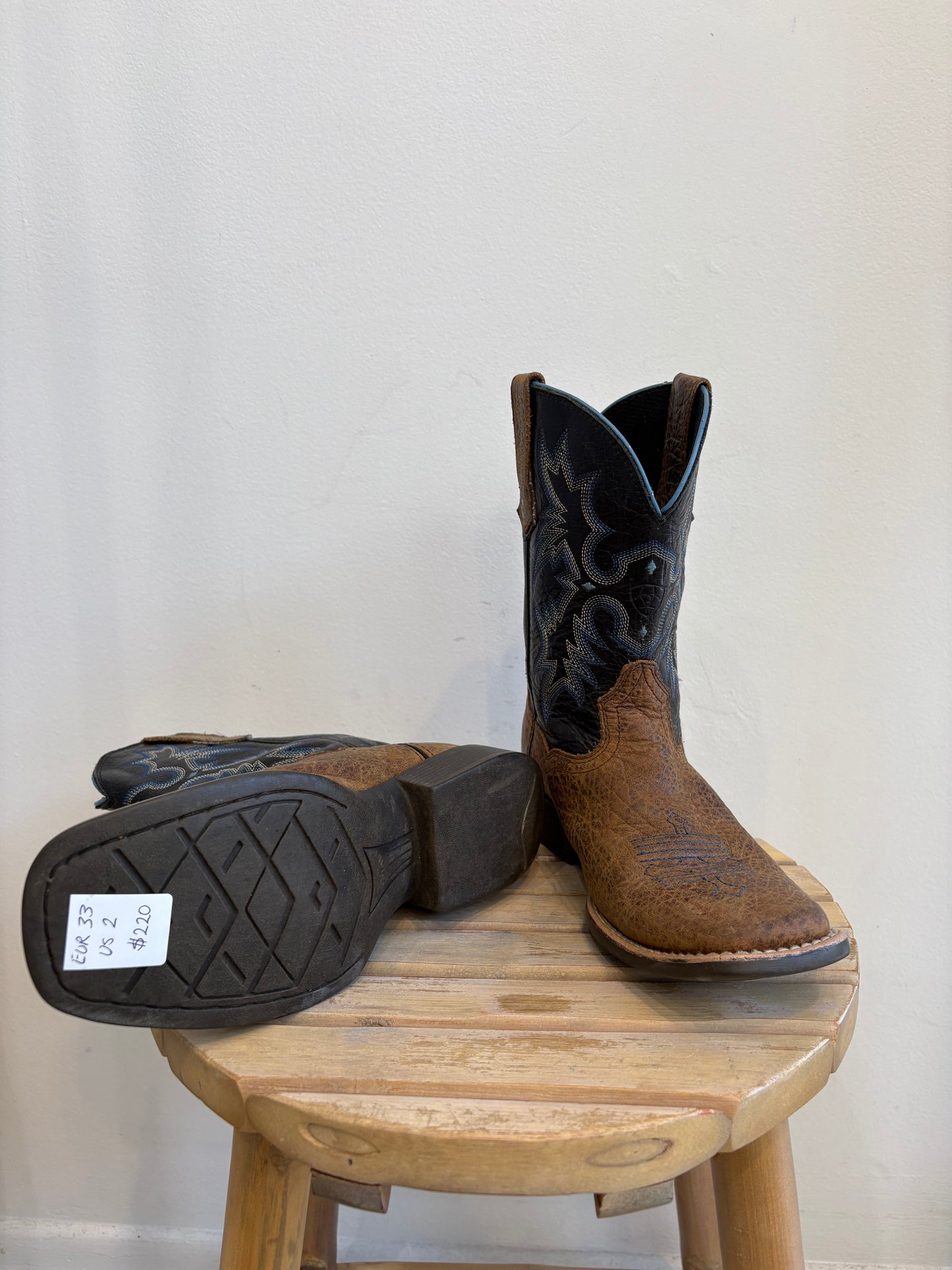 ARIAT Brown/Blue Leather Cowboy Boots