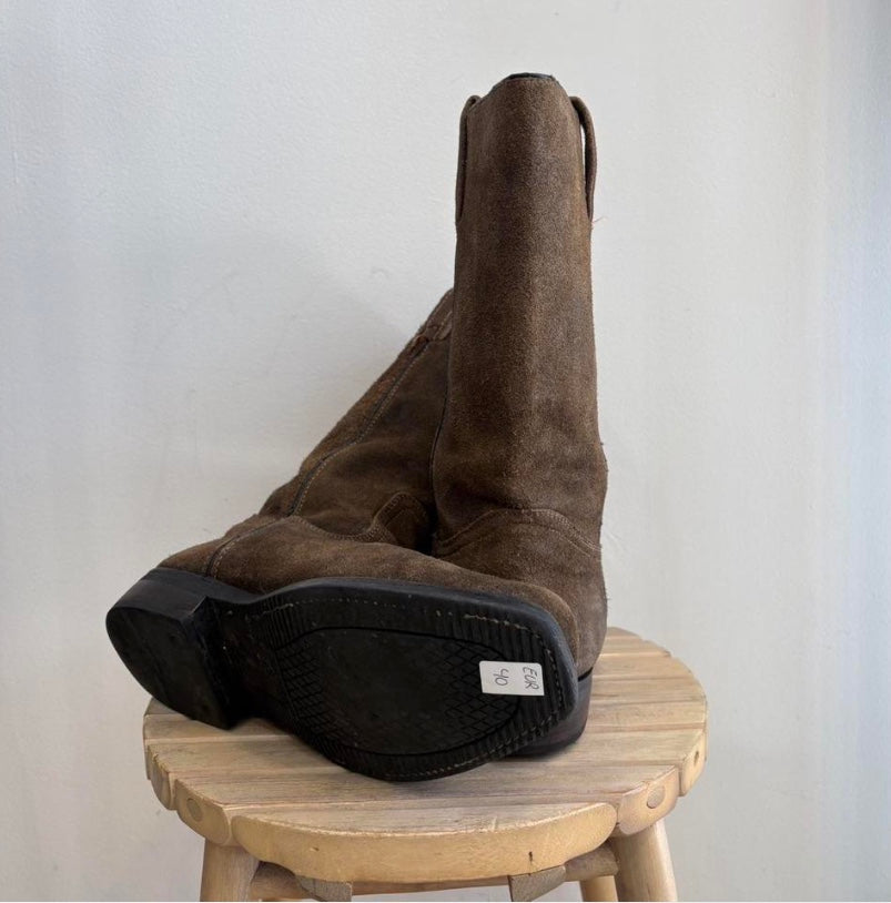 Brown suede boots