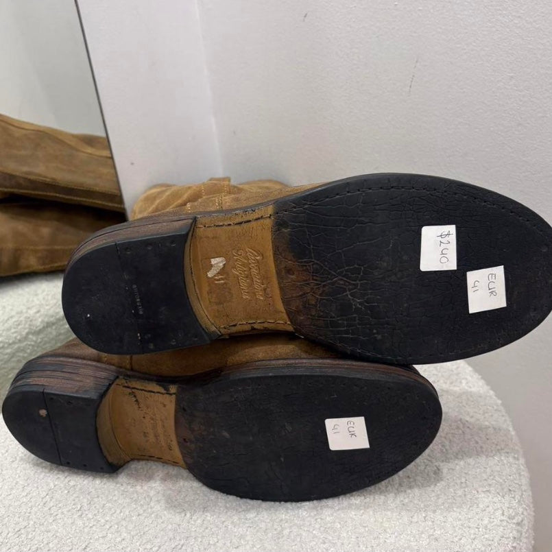 Brown suede boots