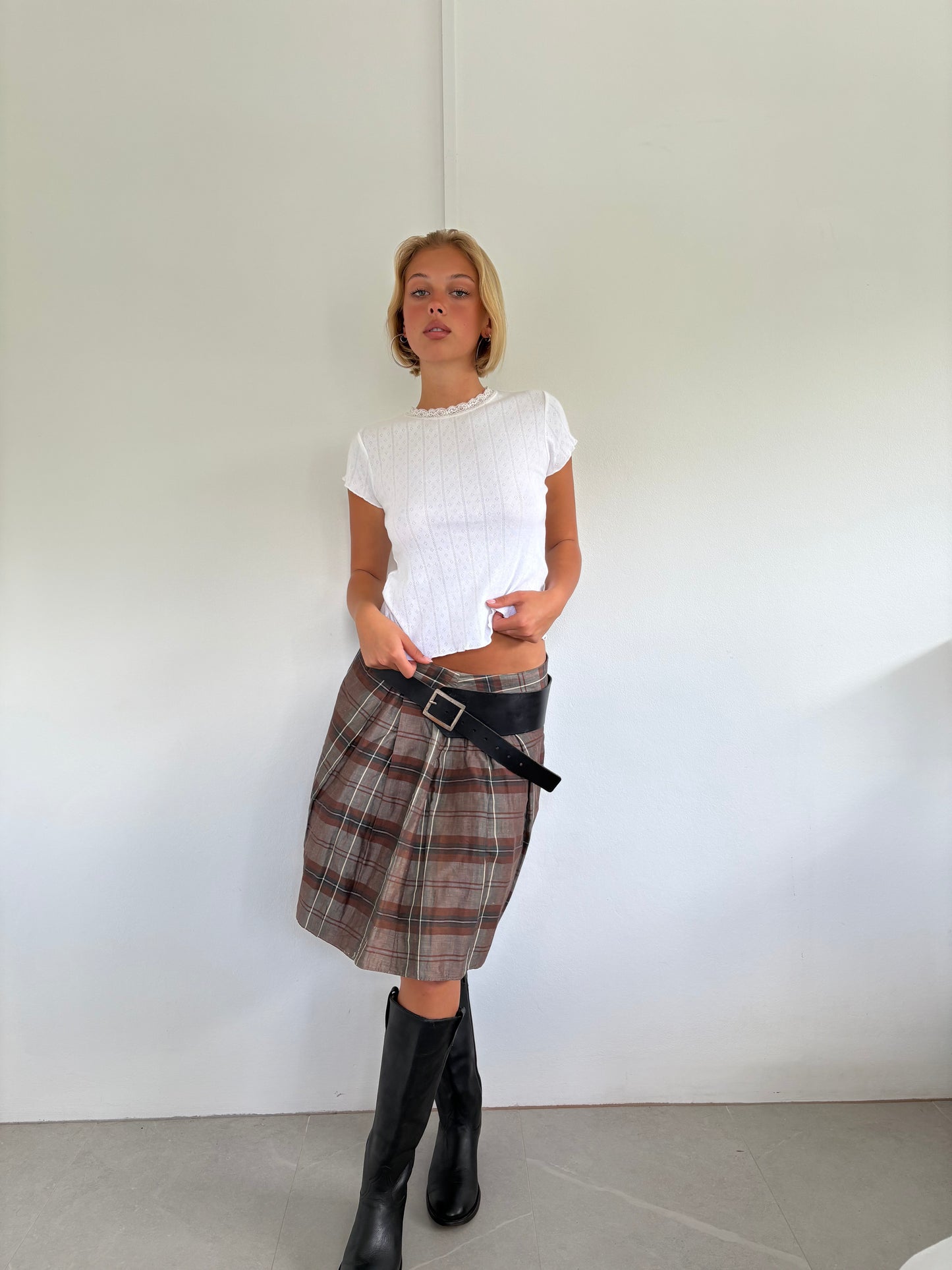 Plaid Midi Skirt