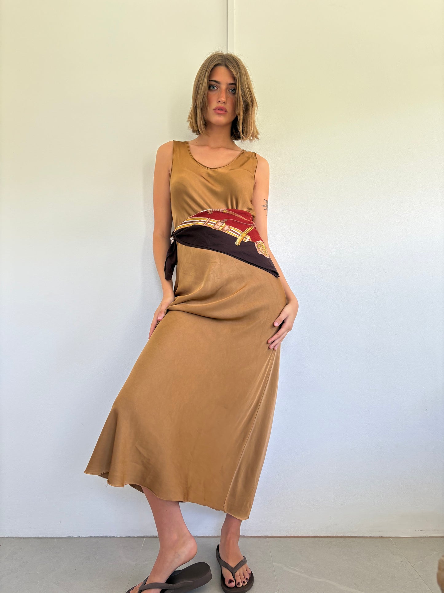 Italian Slip Dress - Caramel