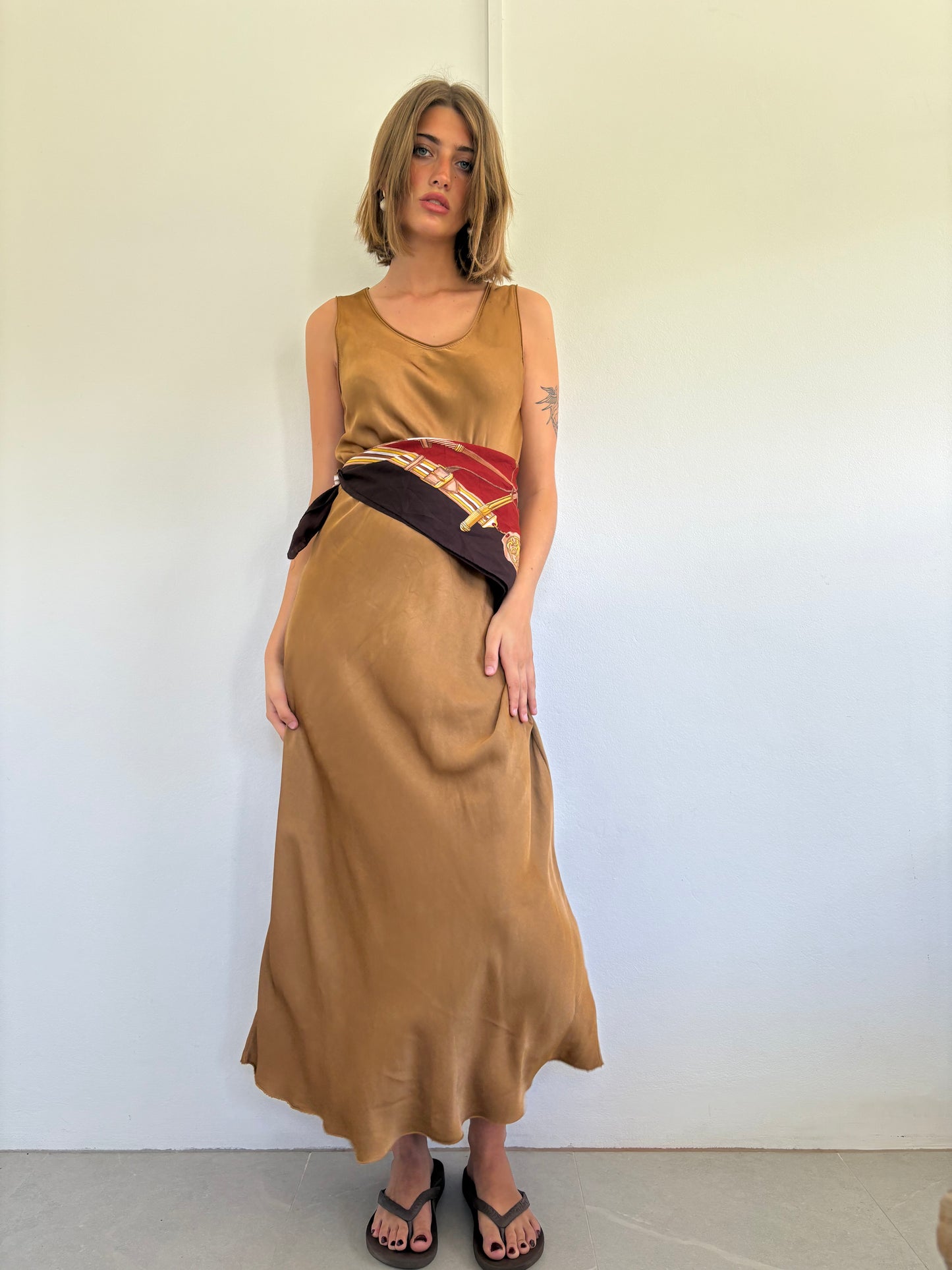 Italian Slip Dress - Caramel