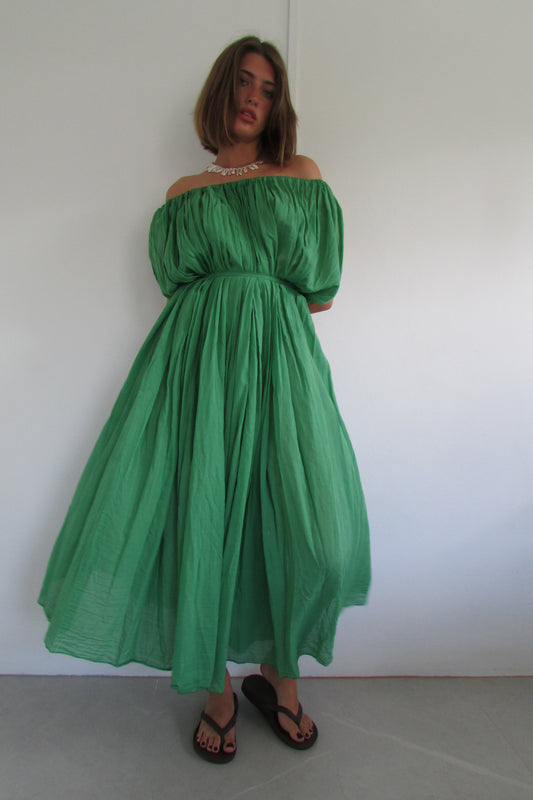 Italian Cotton Dress - Green