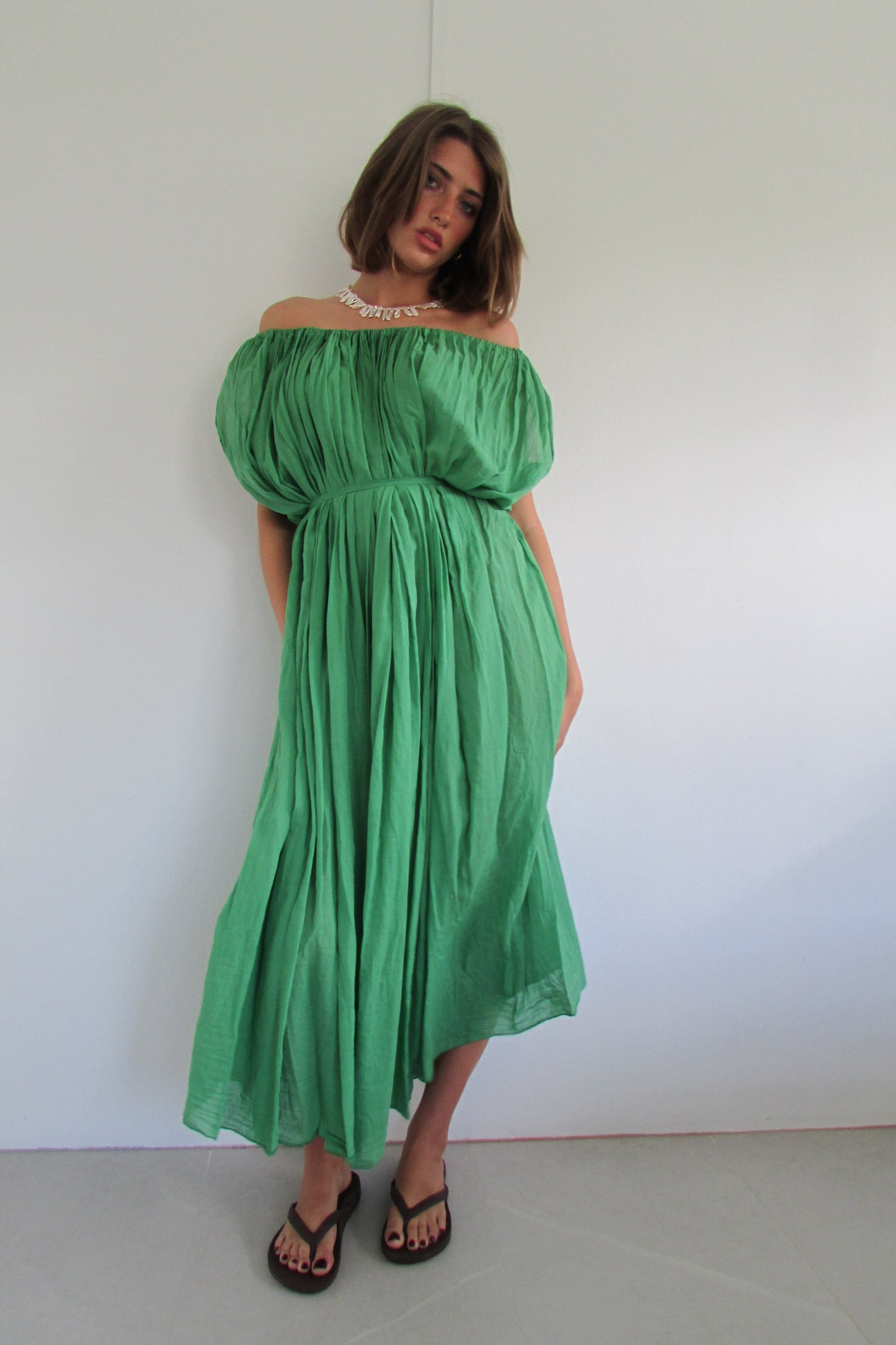 Italian Cotton Dress - Green