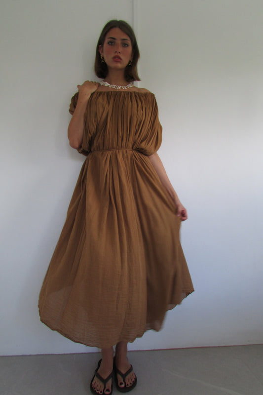 Italian Cotton Dress - Caramel