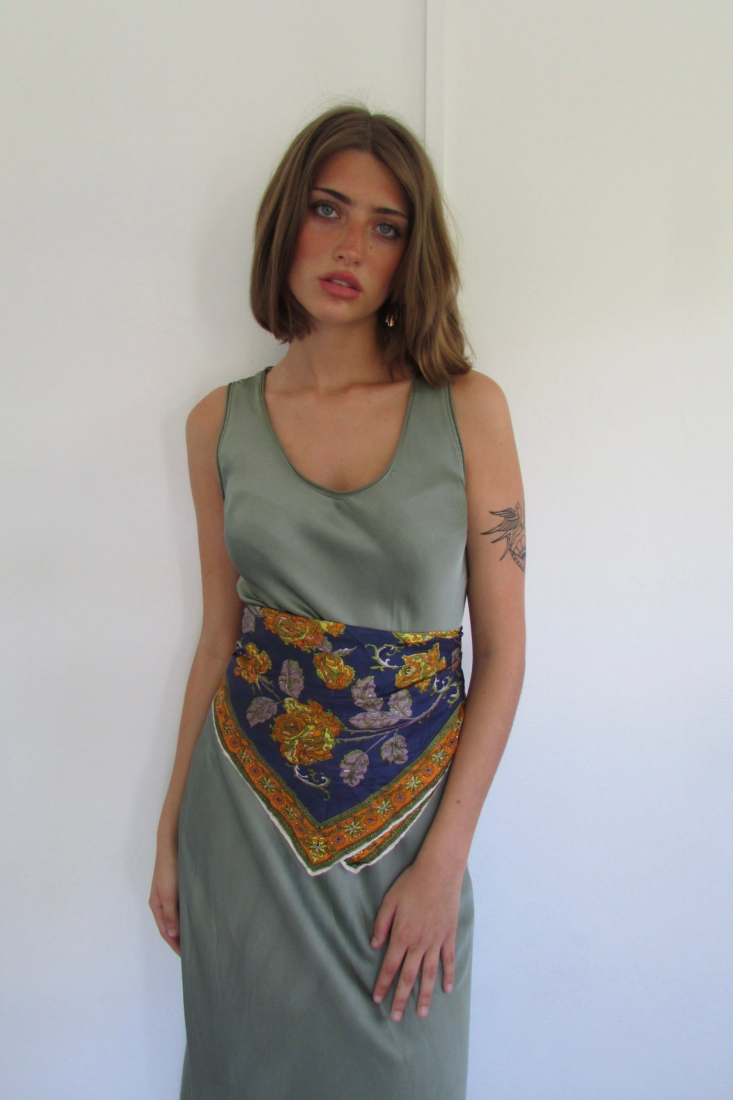 Italian Silk Dress - Olive