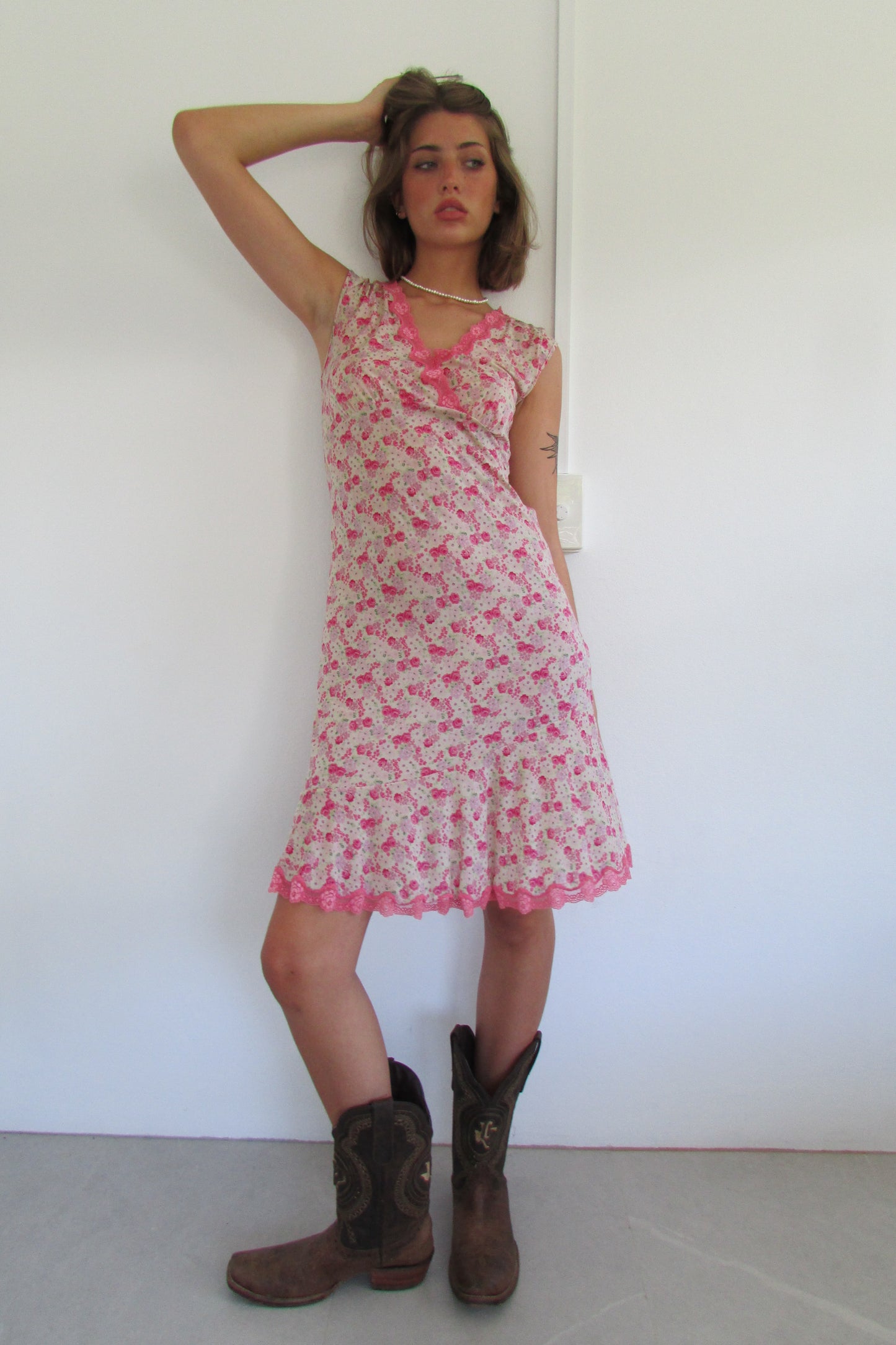 Vintage Pink Floral Slip Dress