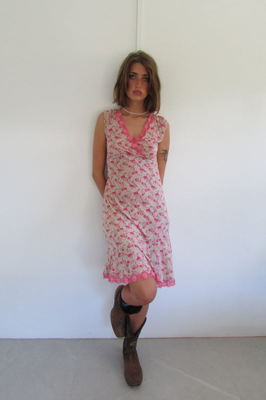 Vintage Pink Floral Slip Dress