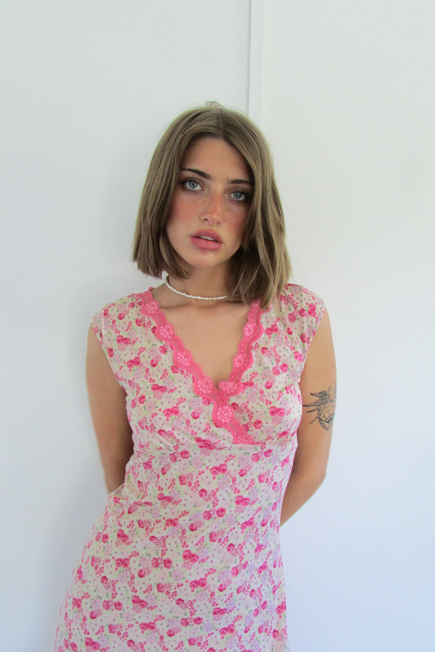 Vintage Pink Floral Slip Dress