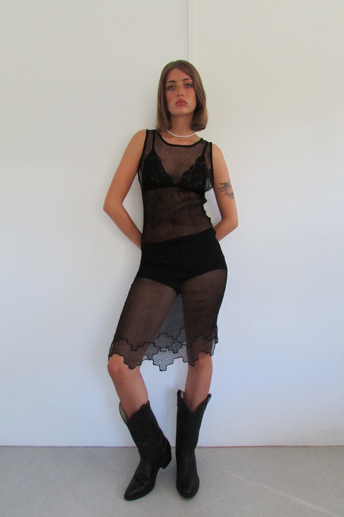 Black sheer midi dress