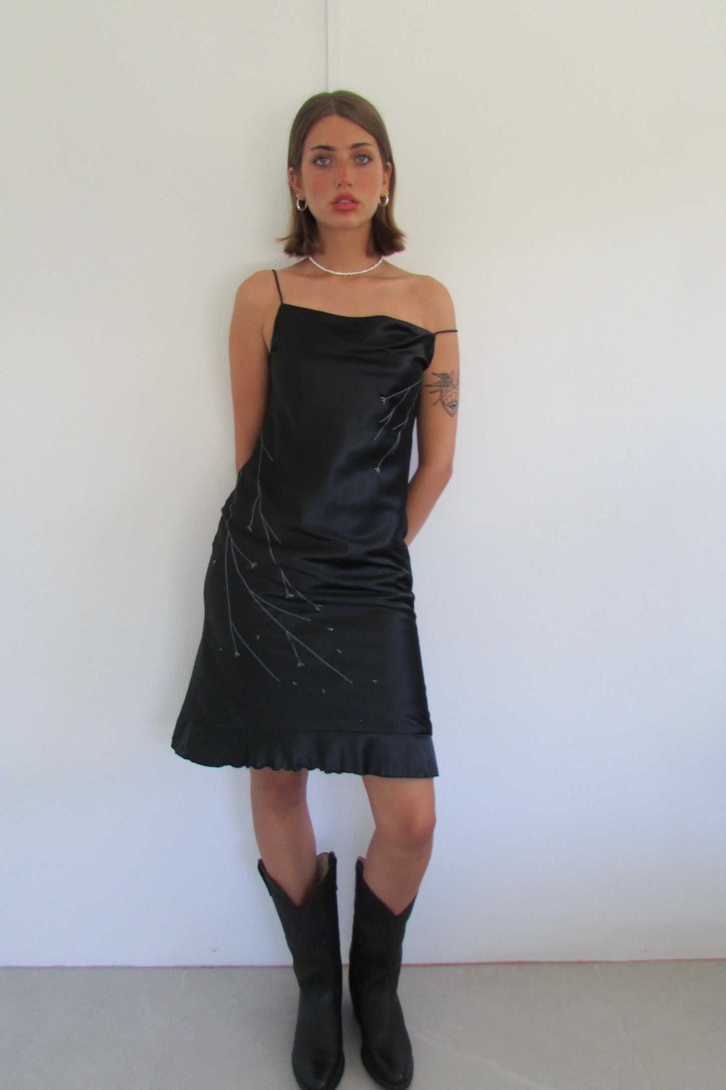 Black satin dress