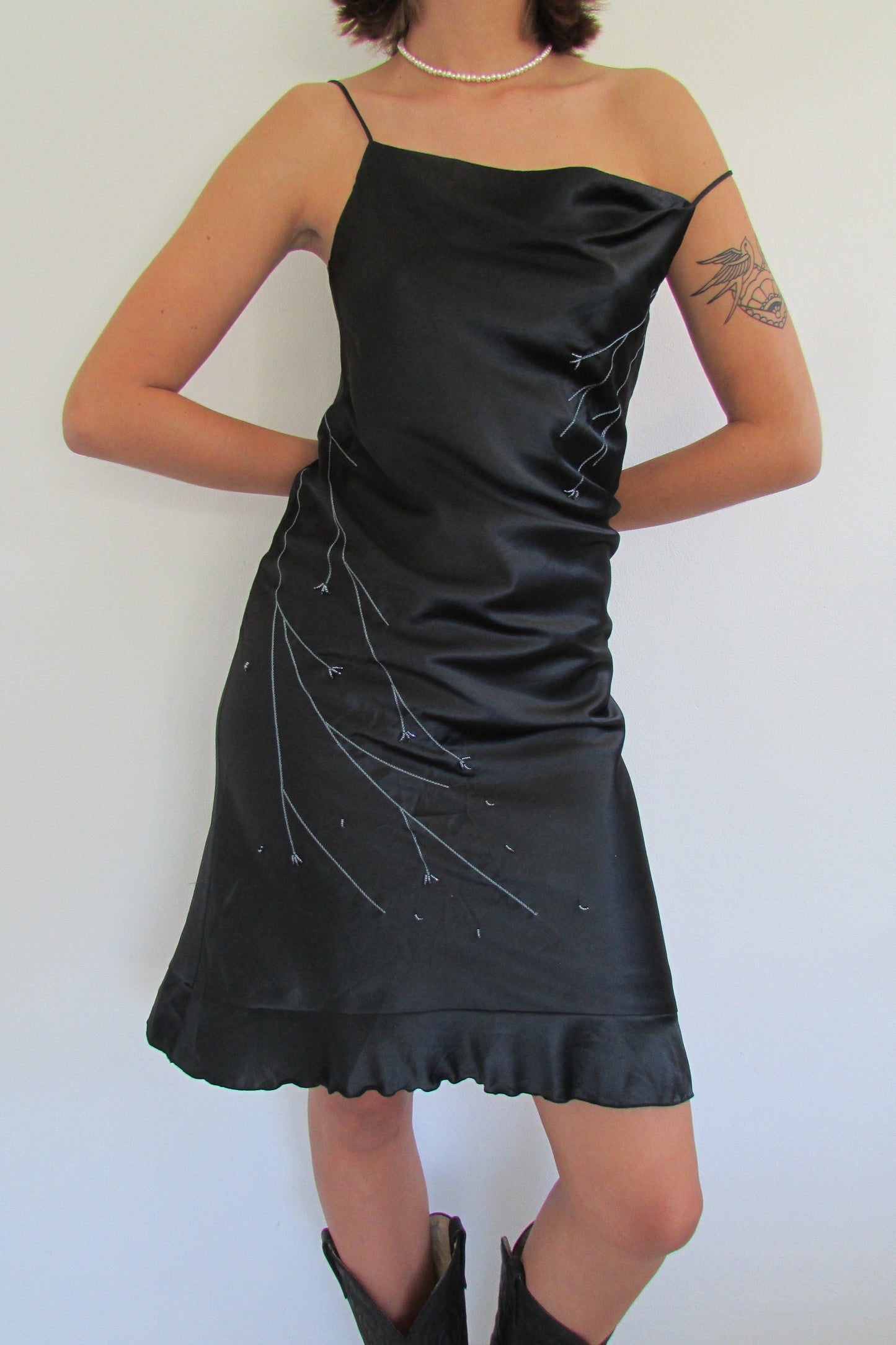 Black satin dress