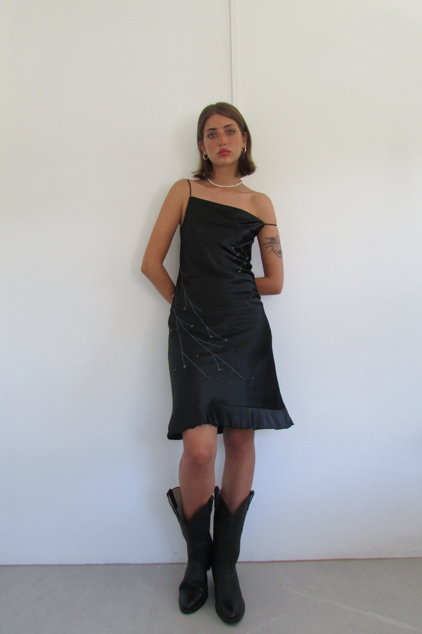Black satin dress