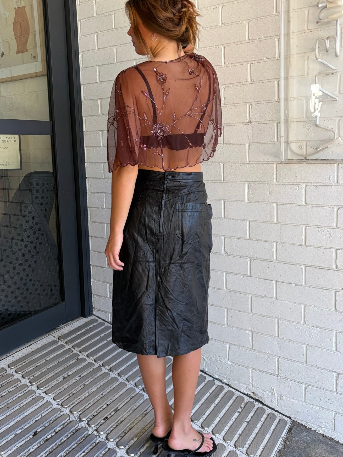 Black Leather Midi Skirt