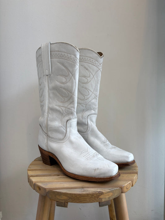 Vintage FRYE white leather boots