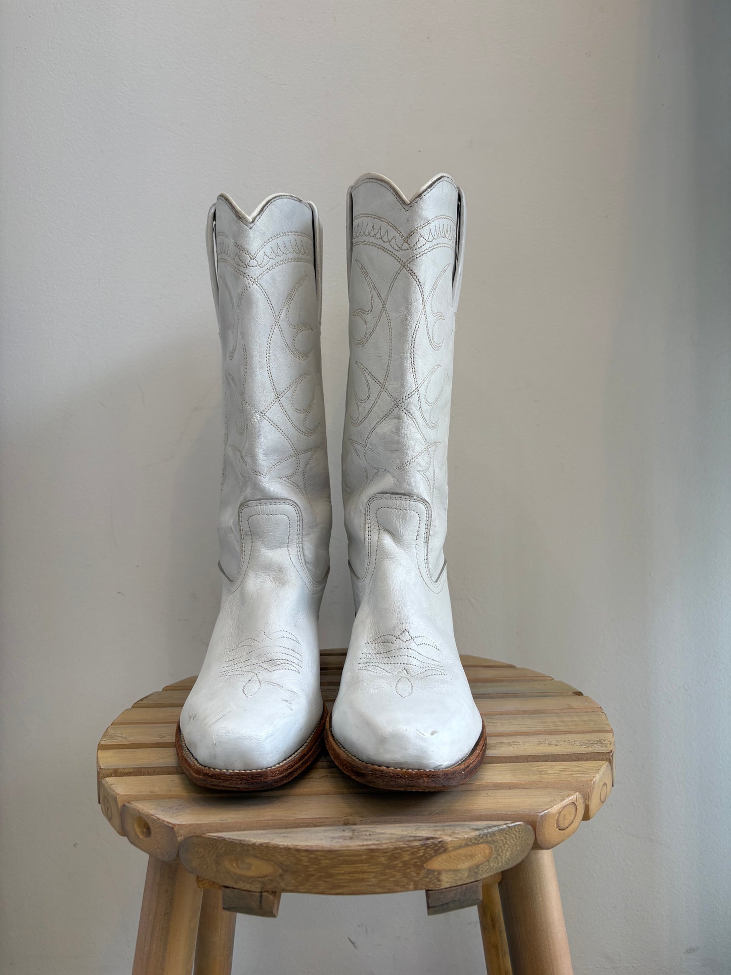Vintage FRYE white leather boots