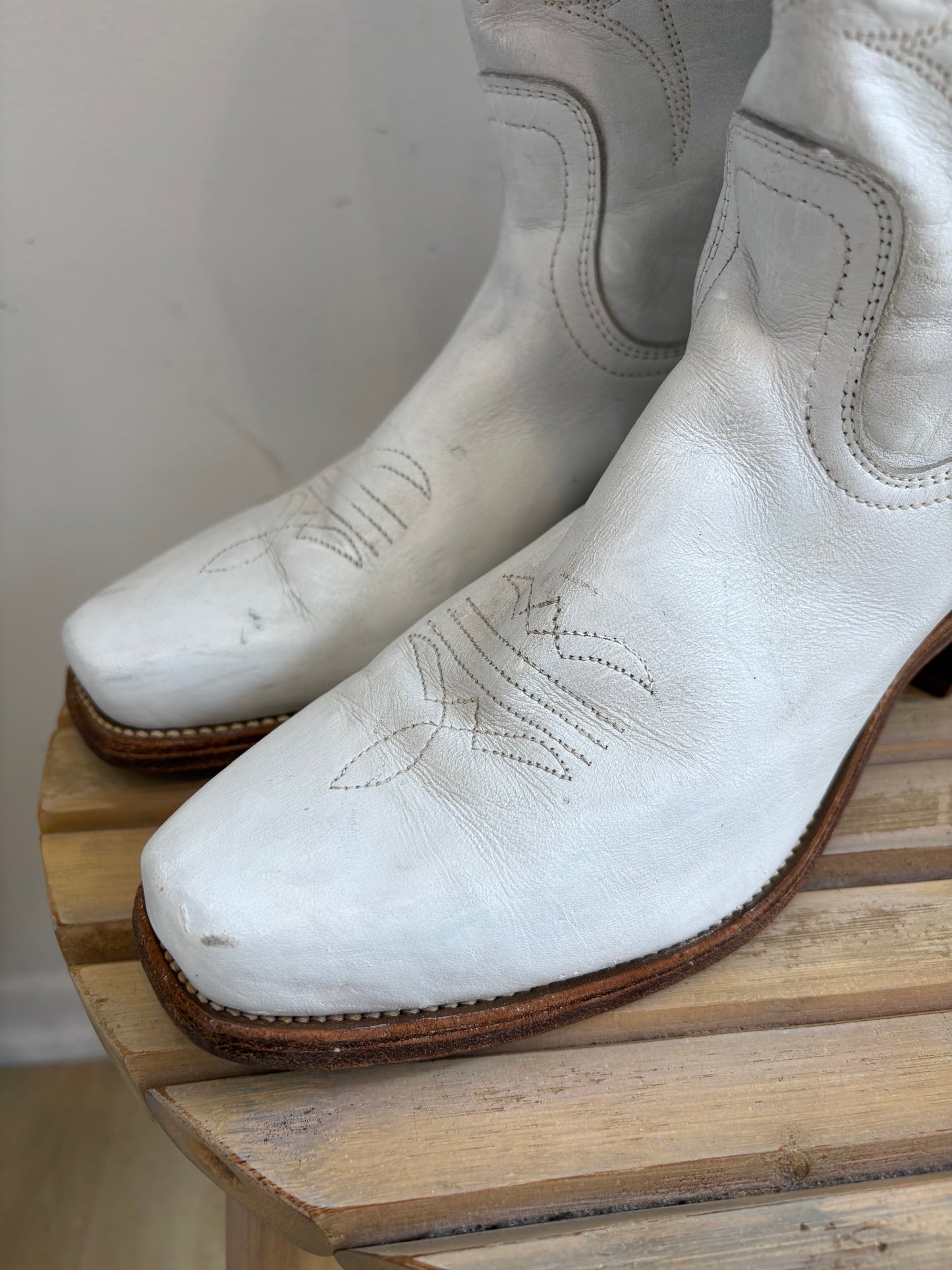 Vintage FRYE white leather boots