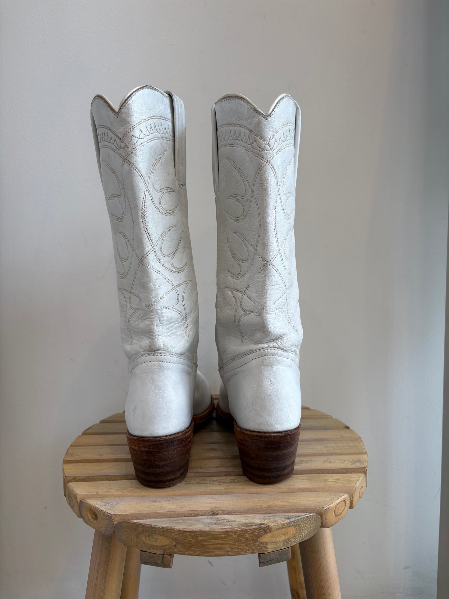 Vintage FRYE white leather boots