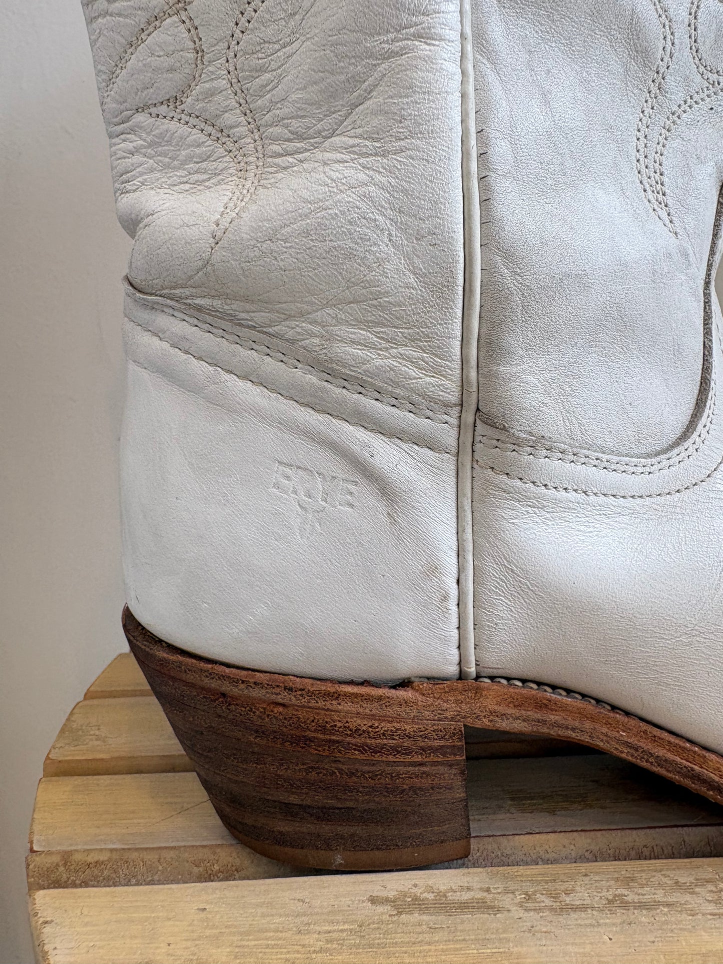 Vintage FRYE white leather boots