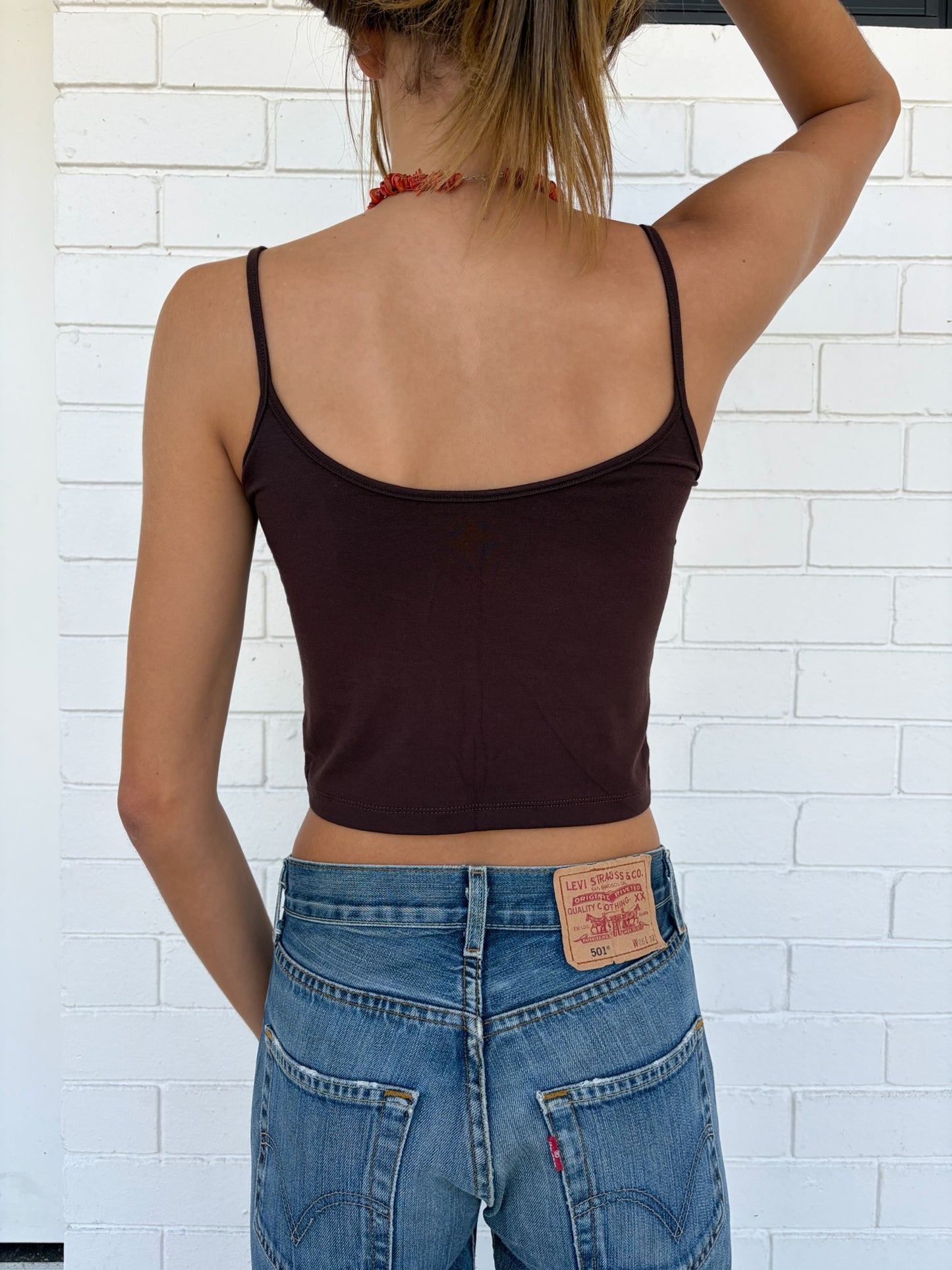 The Evie singlet in chocolate