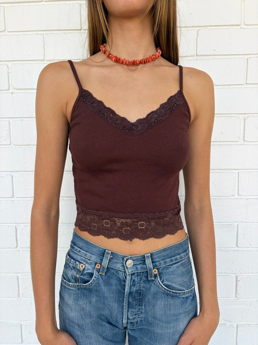 The Millie lace singlet in chocolate