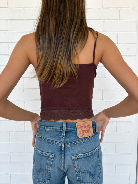 The Millie lace singlet in chocolate