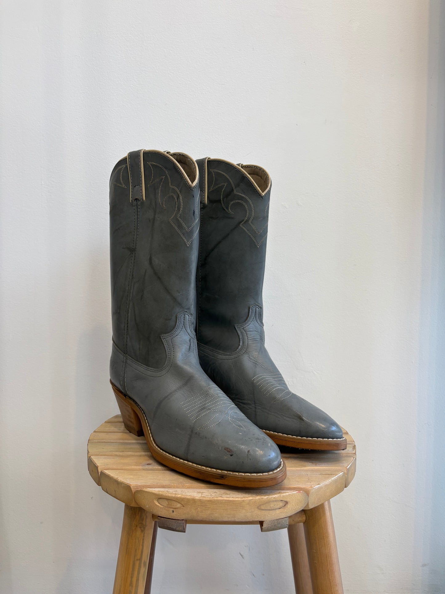 Dingo Grey Leather Cowboy Boots