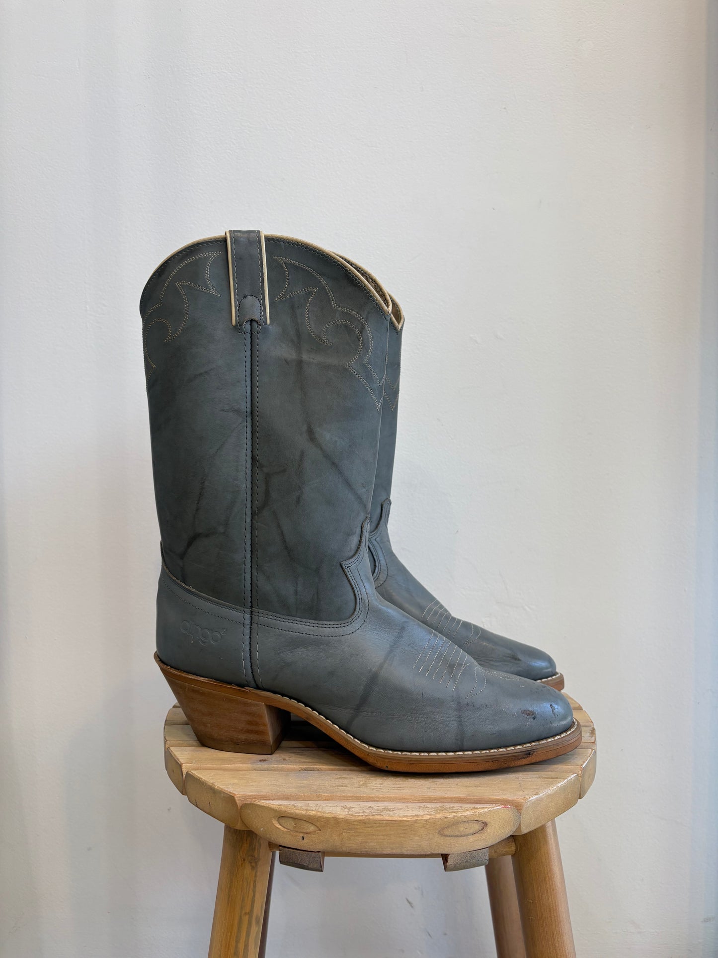 Dingo Grey Leather Cowboy Boots