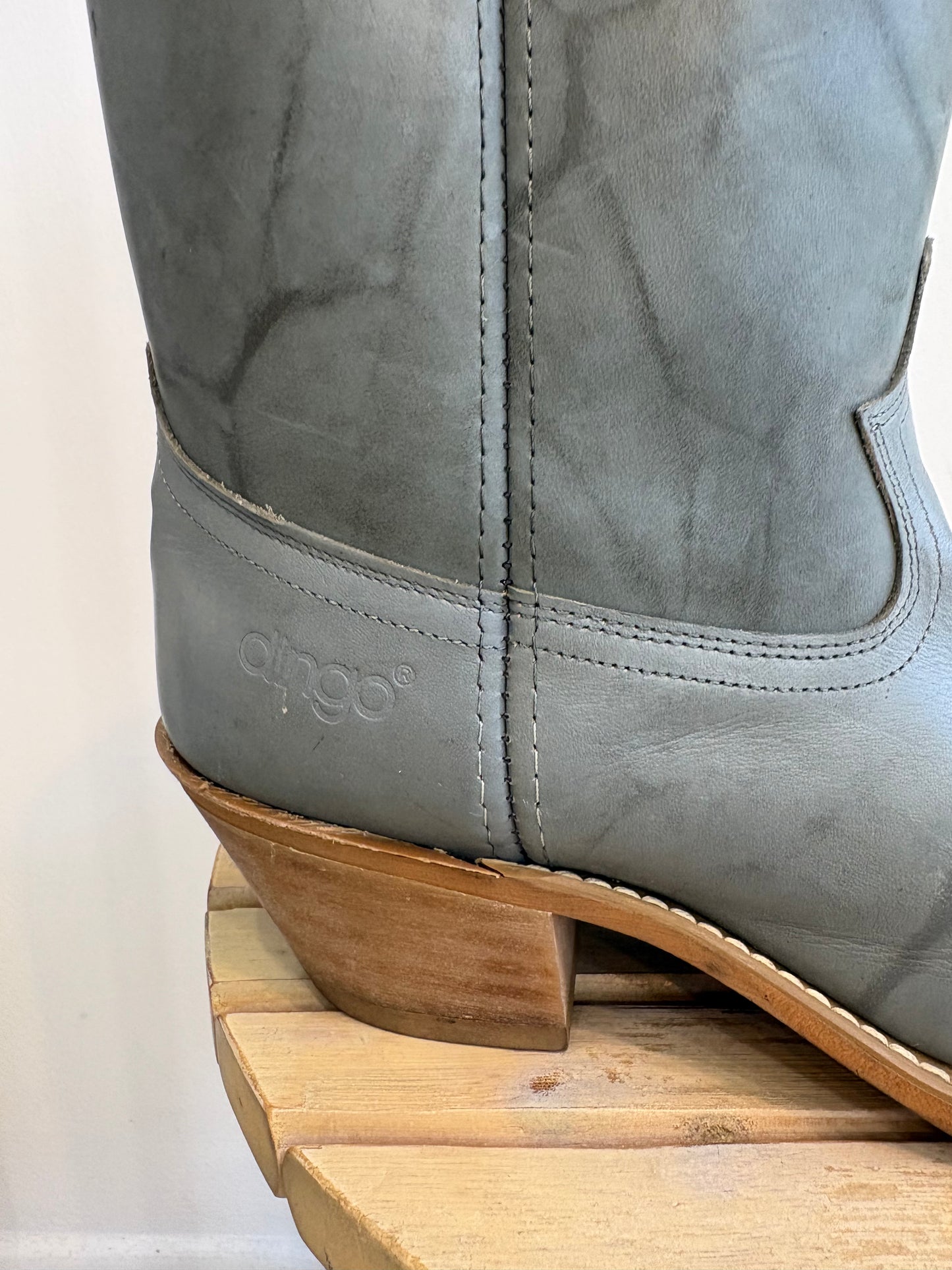 Dingo Grey Leather Cowboy Boots