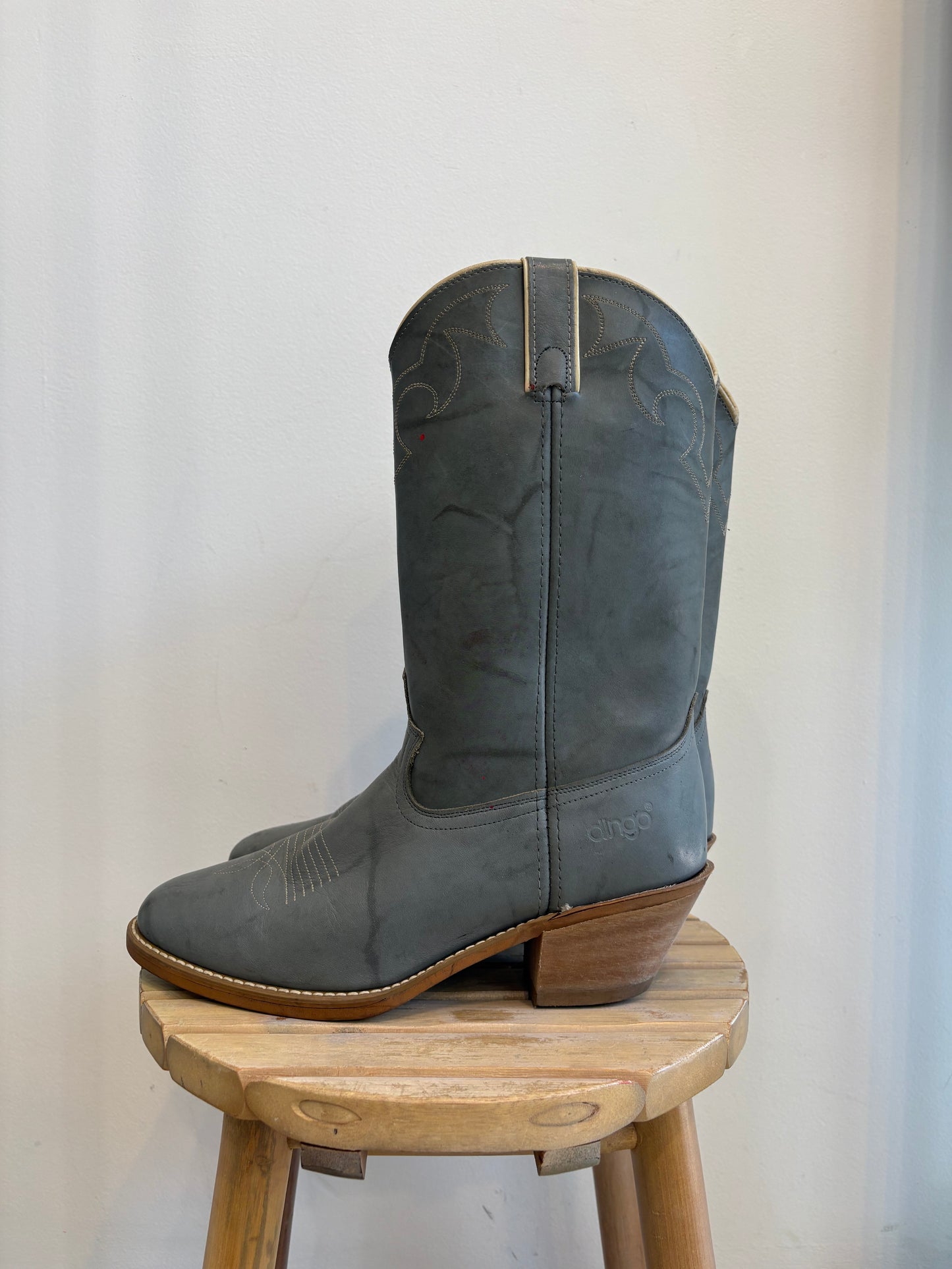 Dingo Grey Leather Cowboy Boots