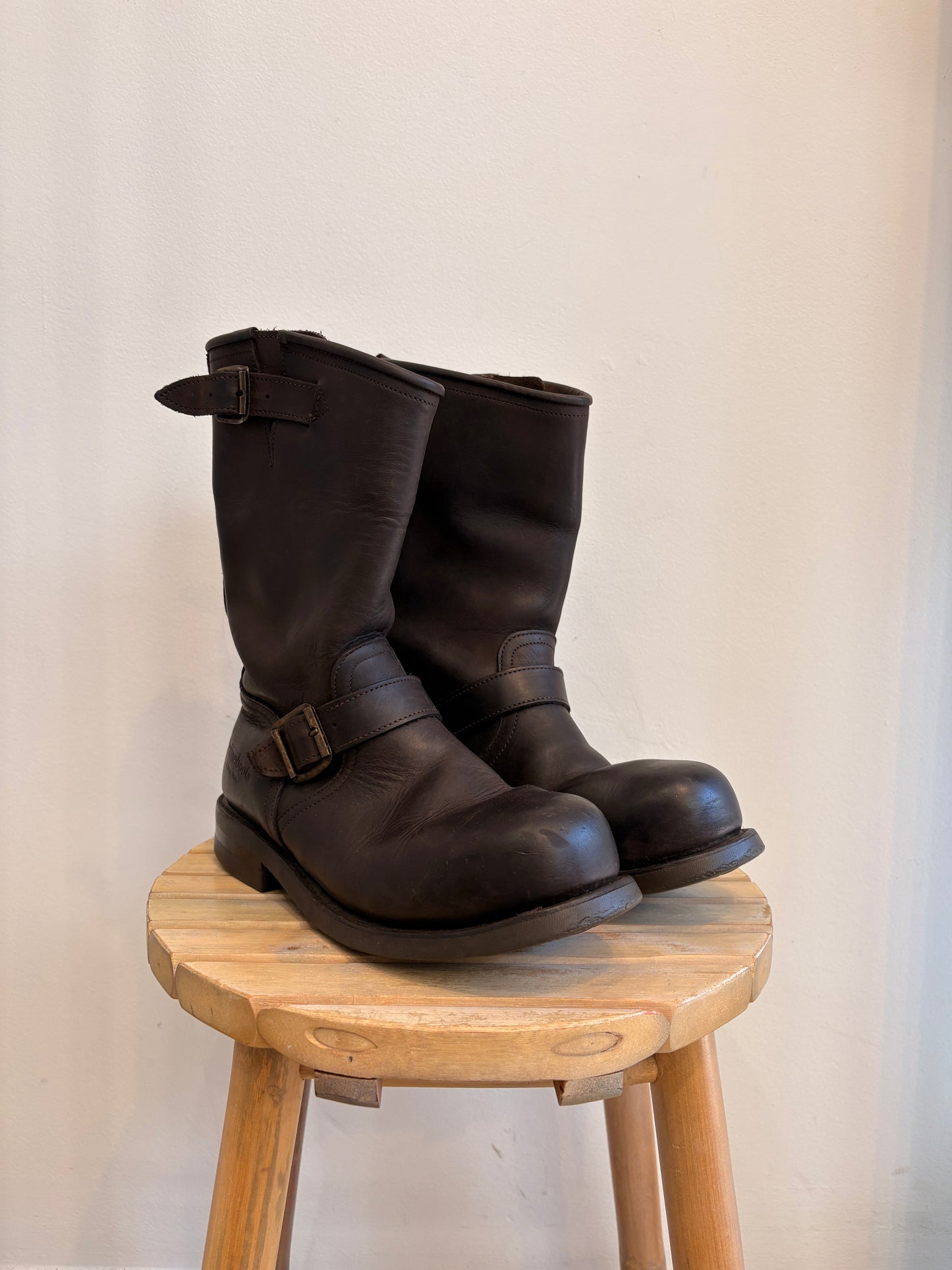 Chocolate Leather Biker Boots