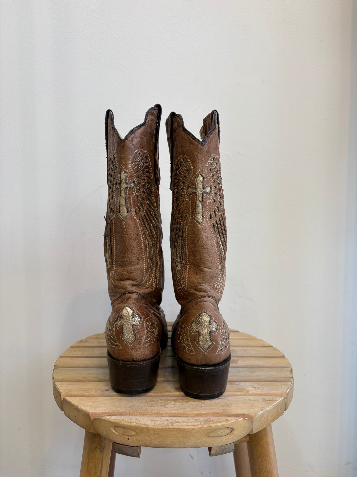 Tan/Gold Leather Cowboy Boots