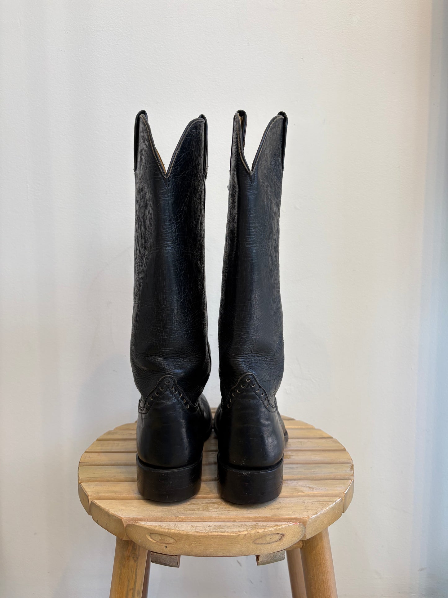 Hondo Black Leather Cowboy Boots