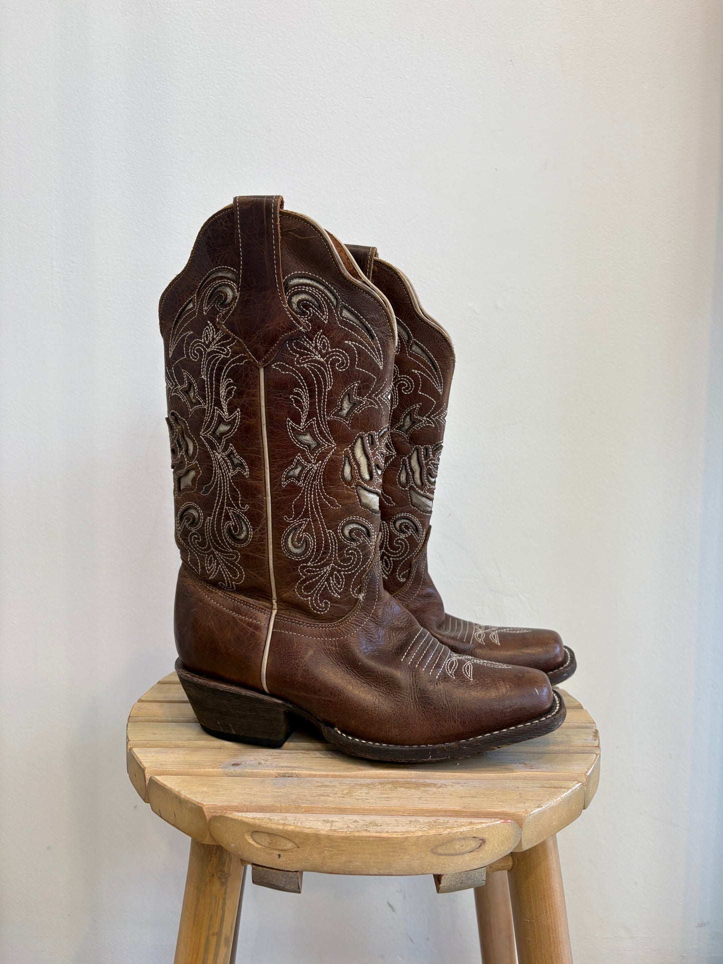 Dalton Brown Leather Cowboy Boots