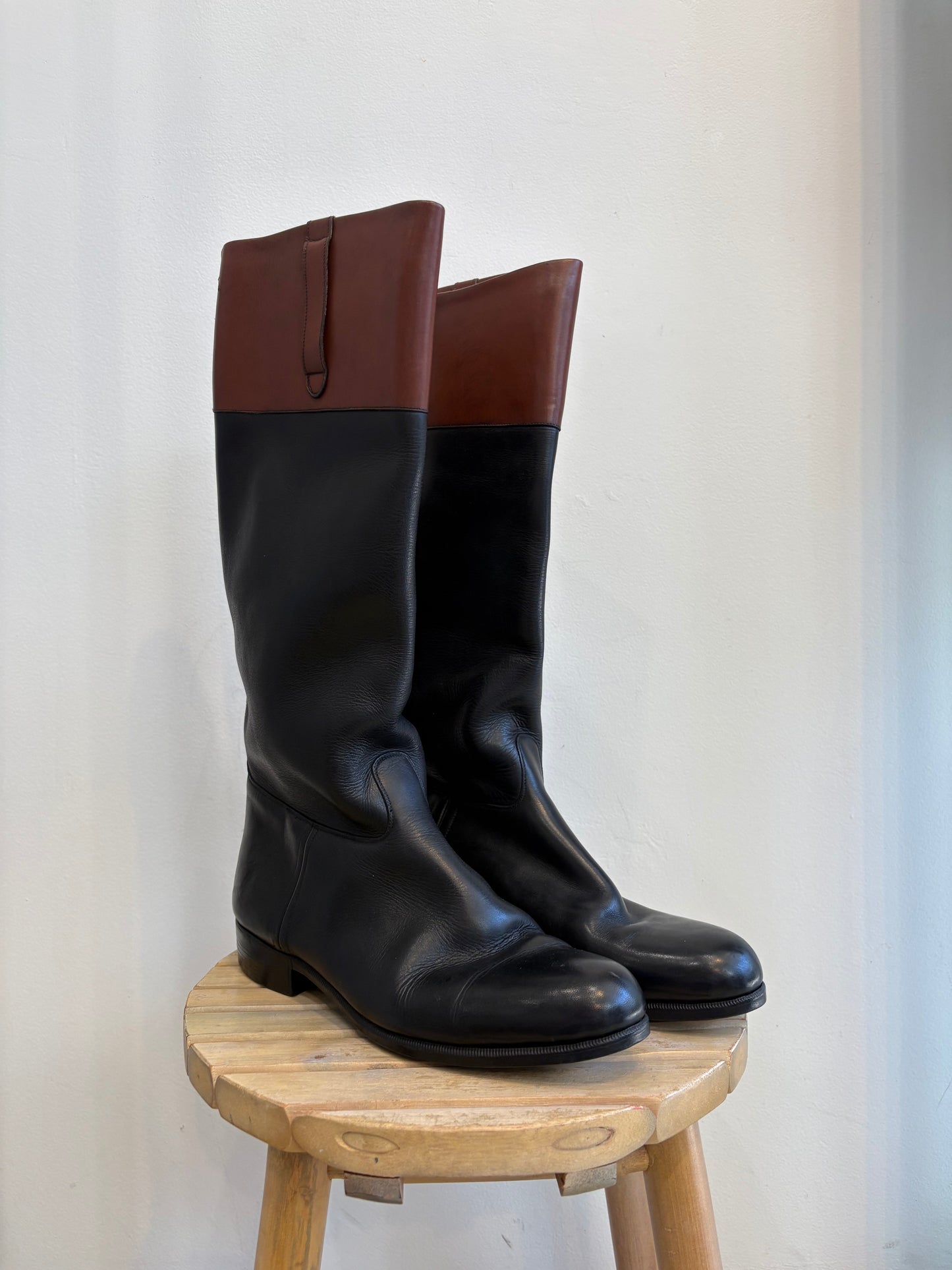 Black and Brown Leather Boots