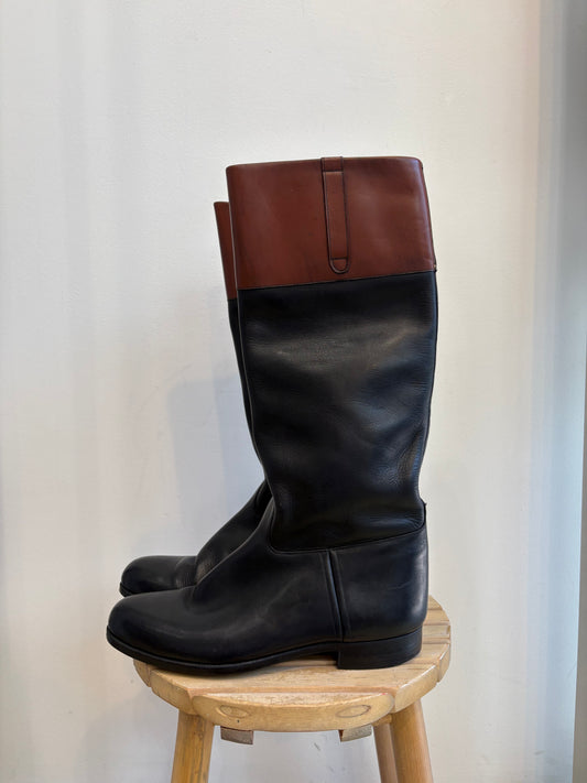 Black and Brown Leather Boots