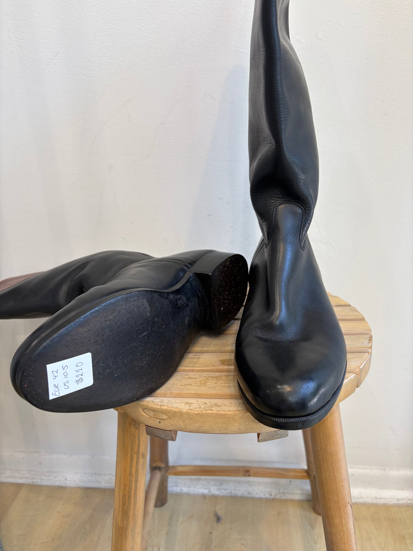 Black and Brown Leather Boots