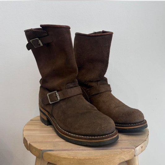 Brown suede biker boots