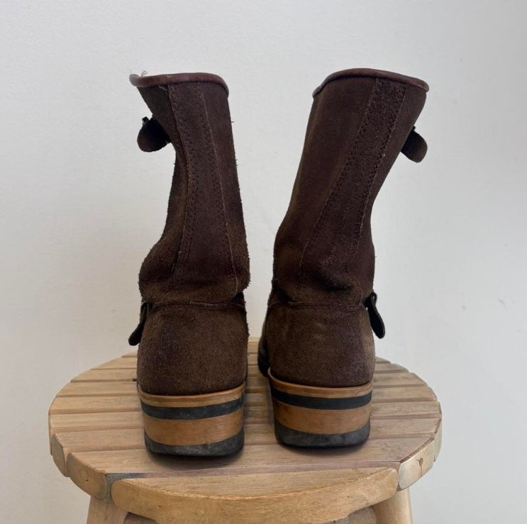 Brown suede biker boots