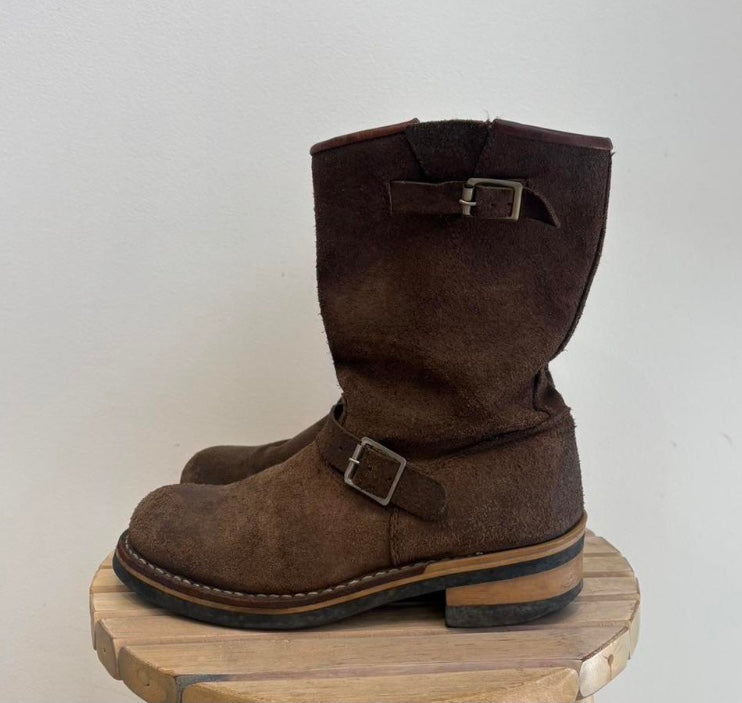 Brown suede biker boots