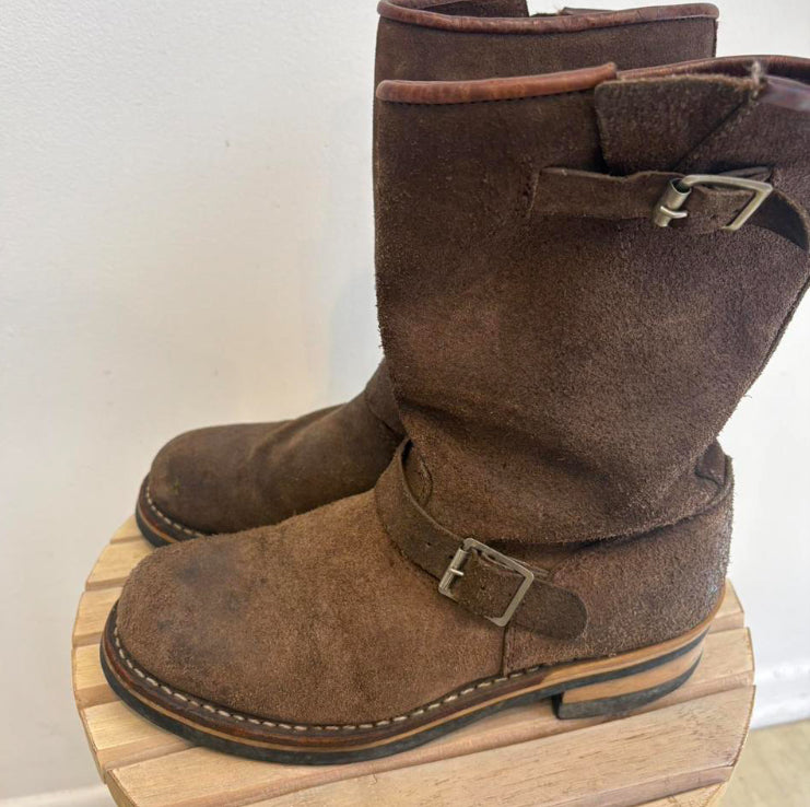Brown suede biker boots