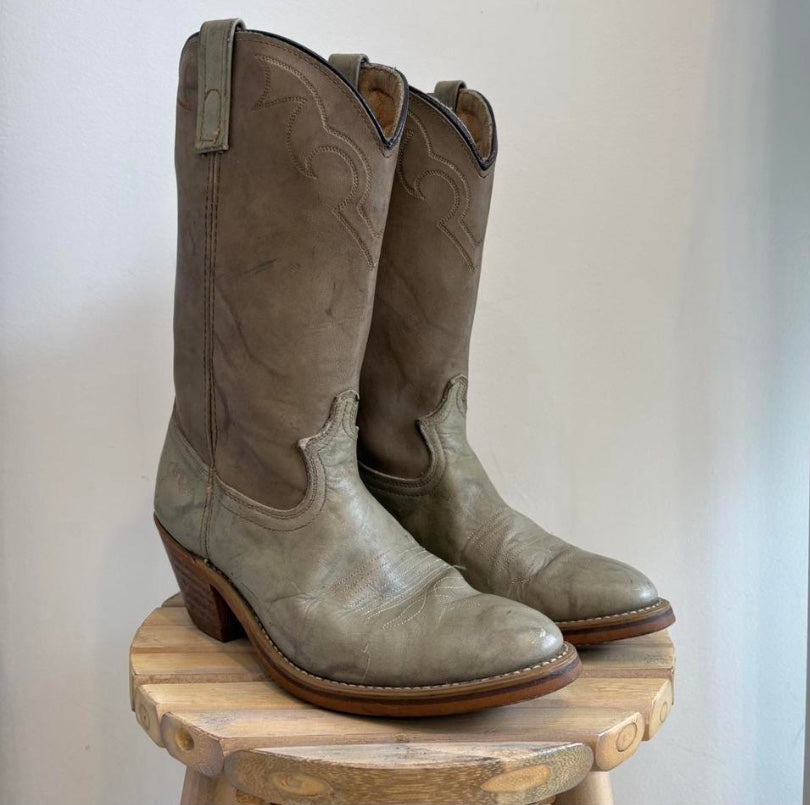 Faded khaki western boots