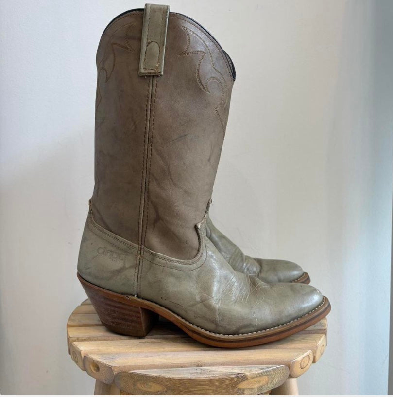 Faded khaki western boots