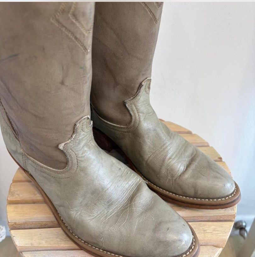 Faded khaki western boots