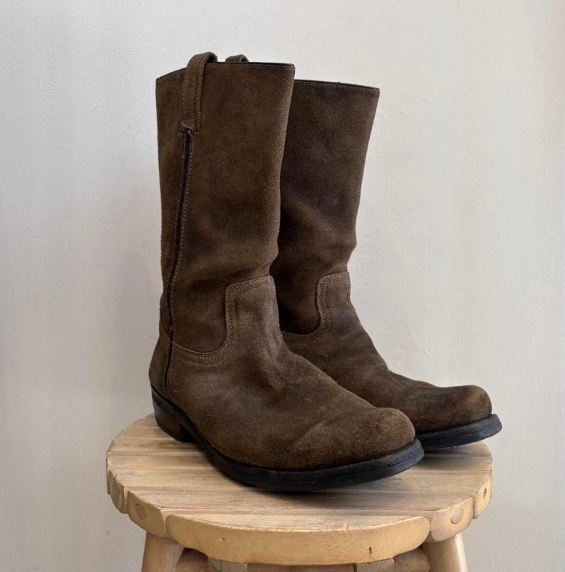 Brown suede boots