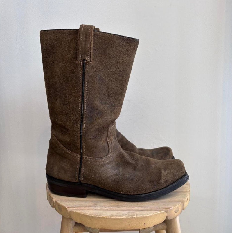 Brown suede boots