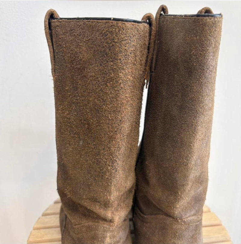 Brown suede boots