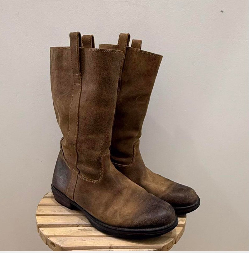 Brown suede boots